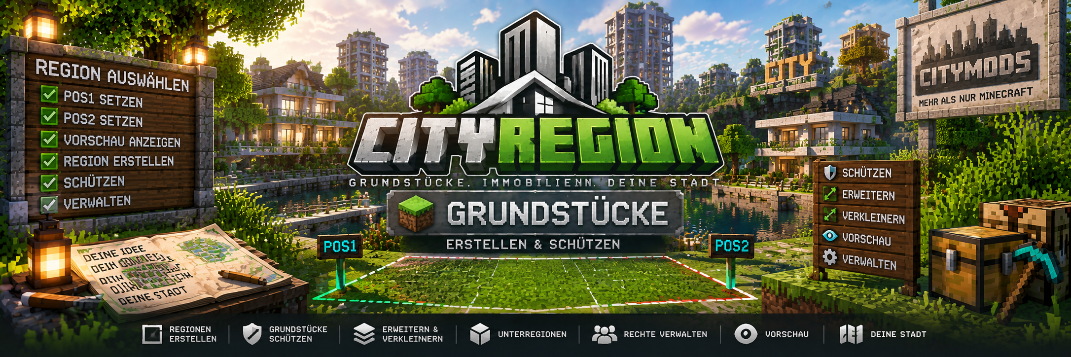 CityRegion – Grundstücke erstellen & schützen